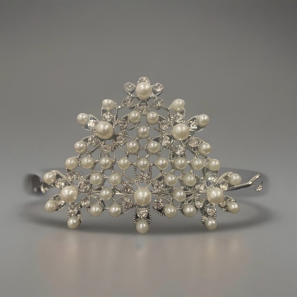 Accessories - Princess Tiara Comb Wedding Communion Hair /Veil Faux Pearl Rhinestone Accessory